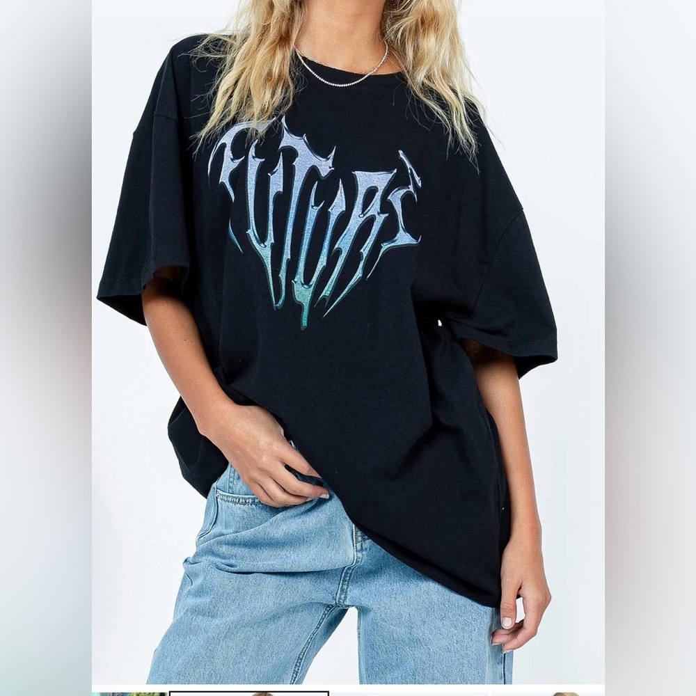 Princess Polly Future Oversized Black Tee